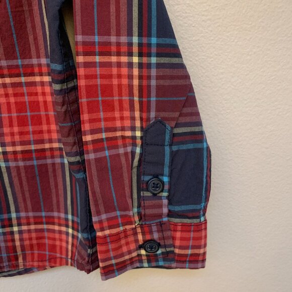 Tea Collection Baby Toddler Red Plaid Button Up Shirt 100% Cotton 18-24M EUC - Picture 5 of 9